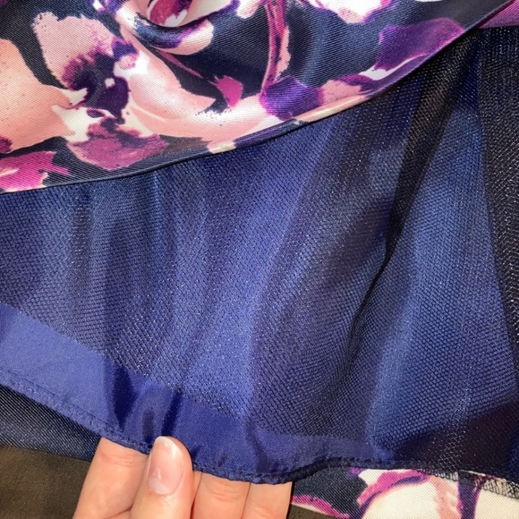 Xscape Floral Jewel Neck Fit and Flare Gown - Picture 6 of 8